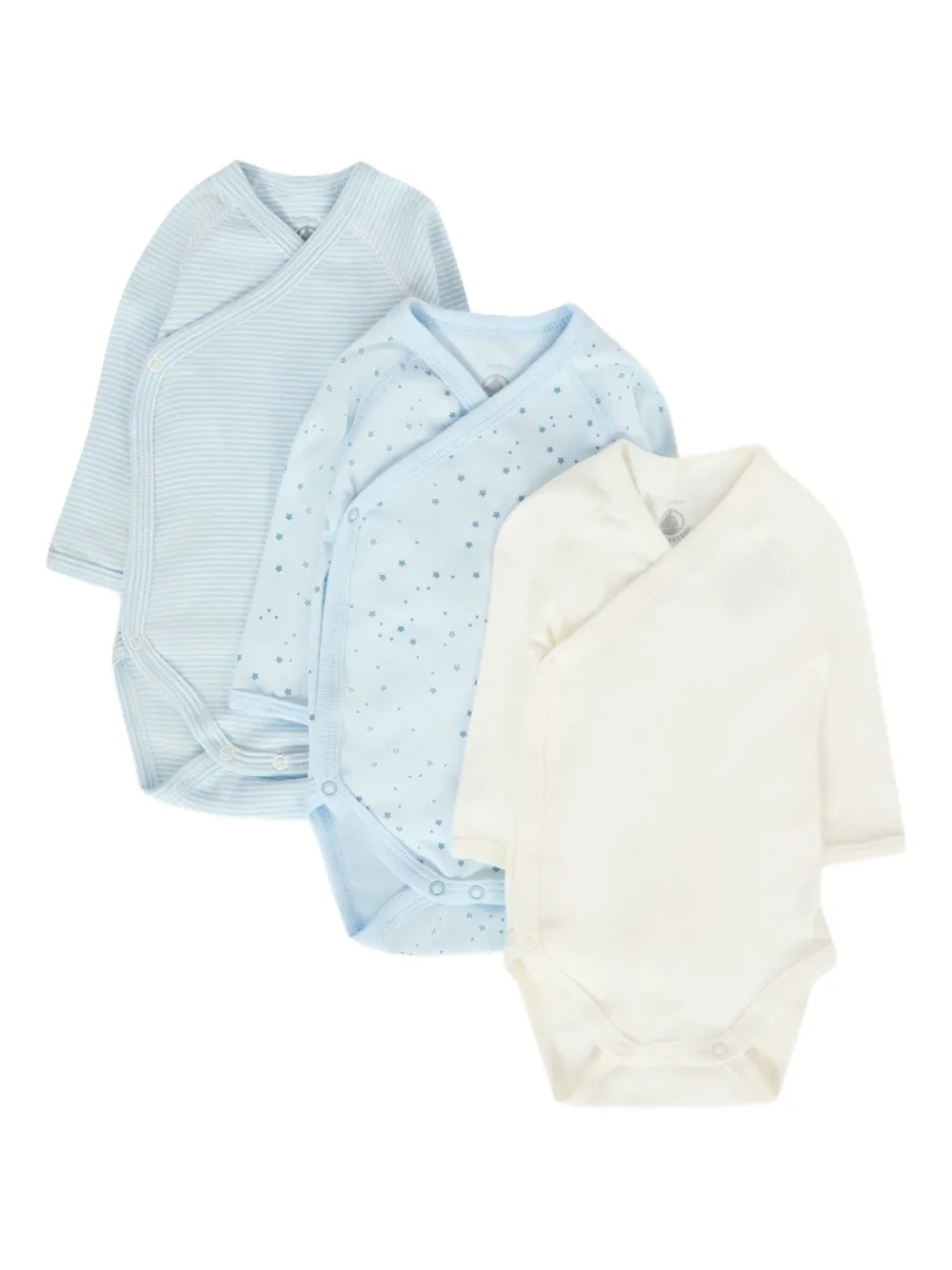 Petit Bateau star-print bodies (pack of three) Wit