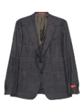 Isaia checked-pattern wool-silk blend blazer - Brown