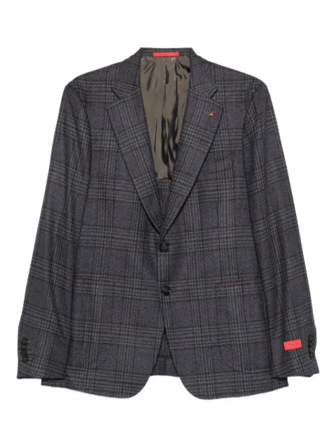Isaia checked-pattern wool-silk blend blazer