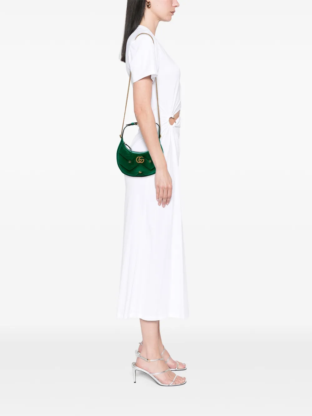 Gucci Pre-Owned 2016-2025 Mini GG Marmont Matelasse Velvet Torchon Half Moon Bag satchel | Pre-Owned | Image 2