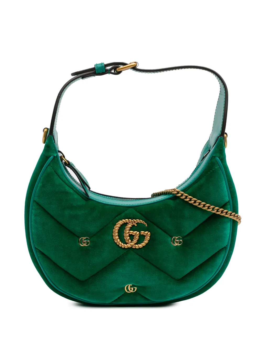 Gucci Pre-Owned 2016-2025 GGマーモント マテラッセ ベルベット トーション ハーフムーン サッチェルバッグ ミニ Gucci Pre-Owned 2016-2025 GGマーモント マテラッセ ベルベット トーション ハーフムーン サッチェルバッグ ミニ