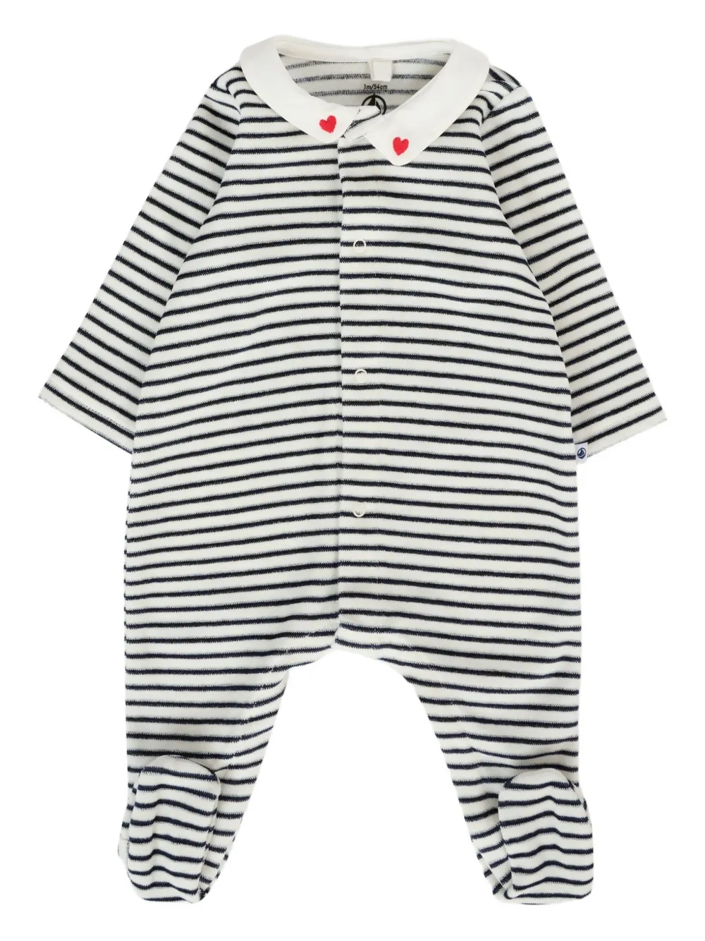 Petit Bateau striped heart-embellished pajamas Blauw