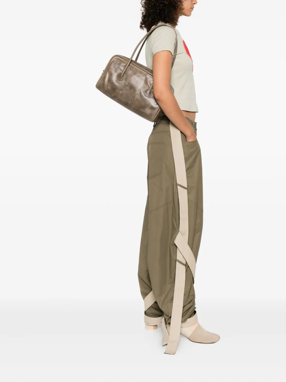 Marge Sherwood Leren shopper met logo-reliëf - Bruin