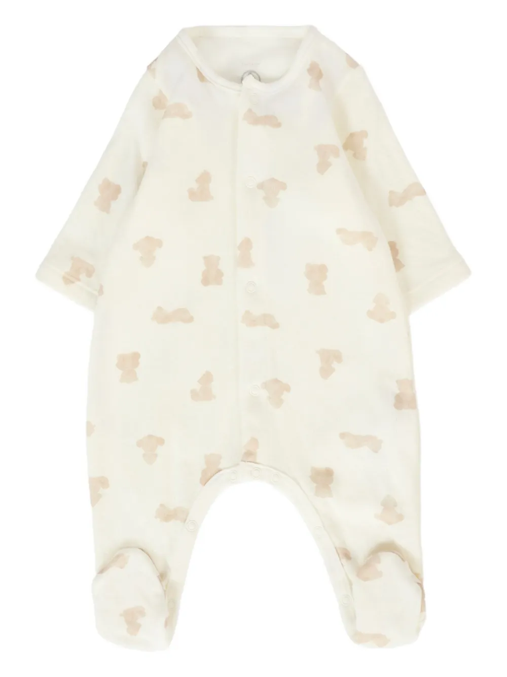 Petit Bateau bear-print cotton sleepsuit Beige
