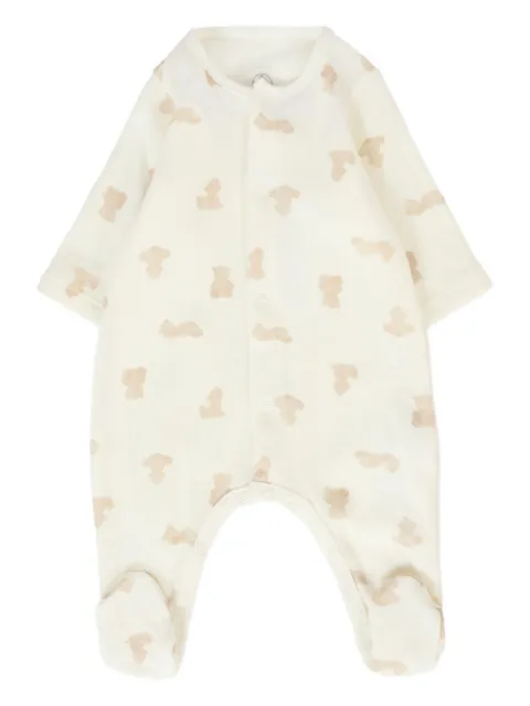 Petit Bateau bear-print cotton sleepsuit
