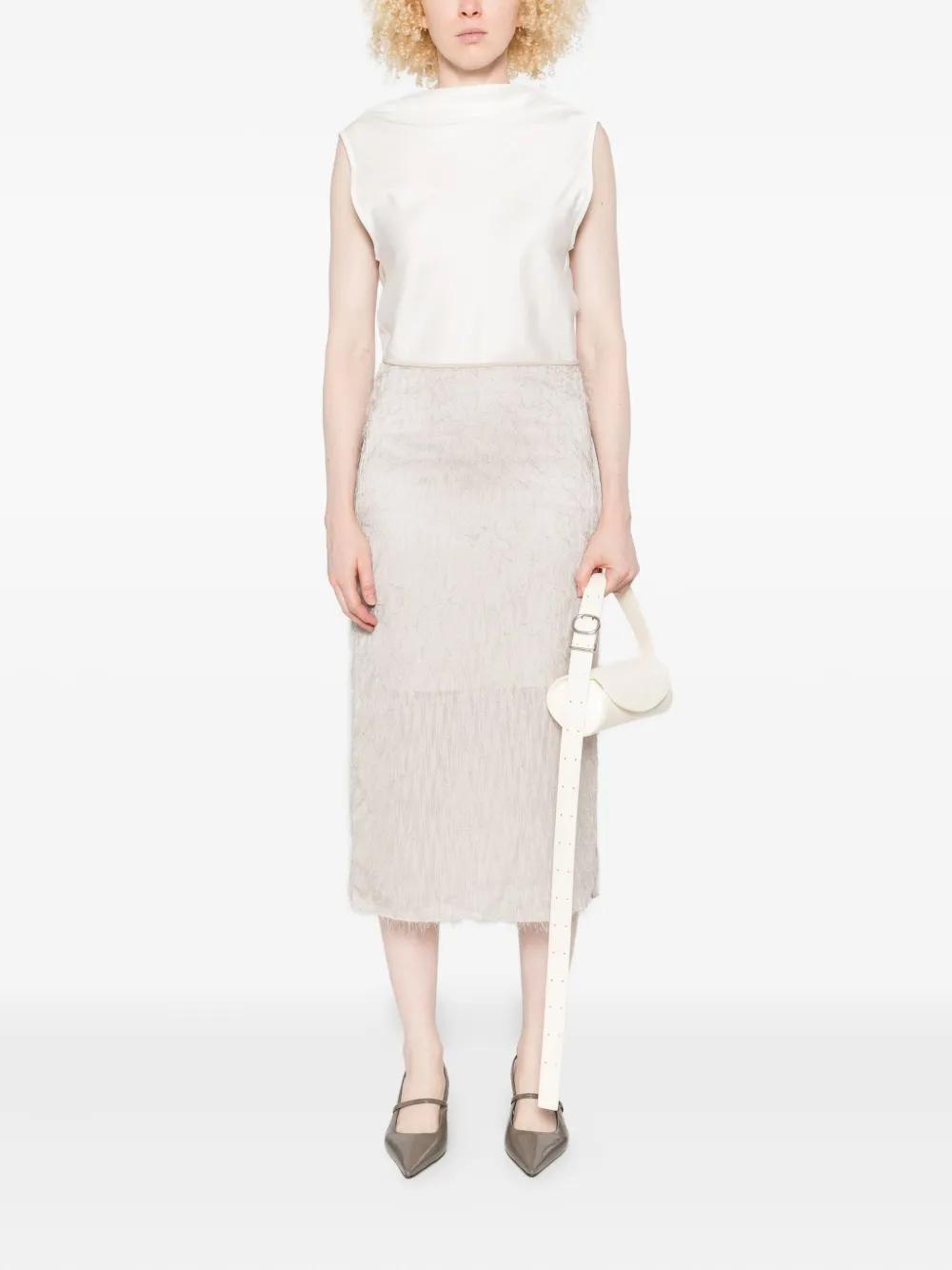 Peserico Straight rok met franje - Beige