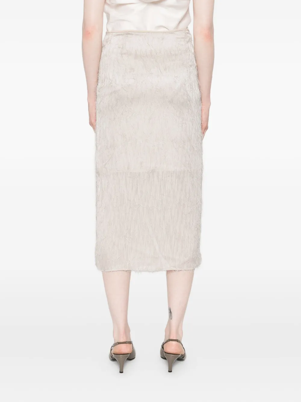 Peserico Straight rok met franje Beige
