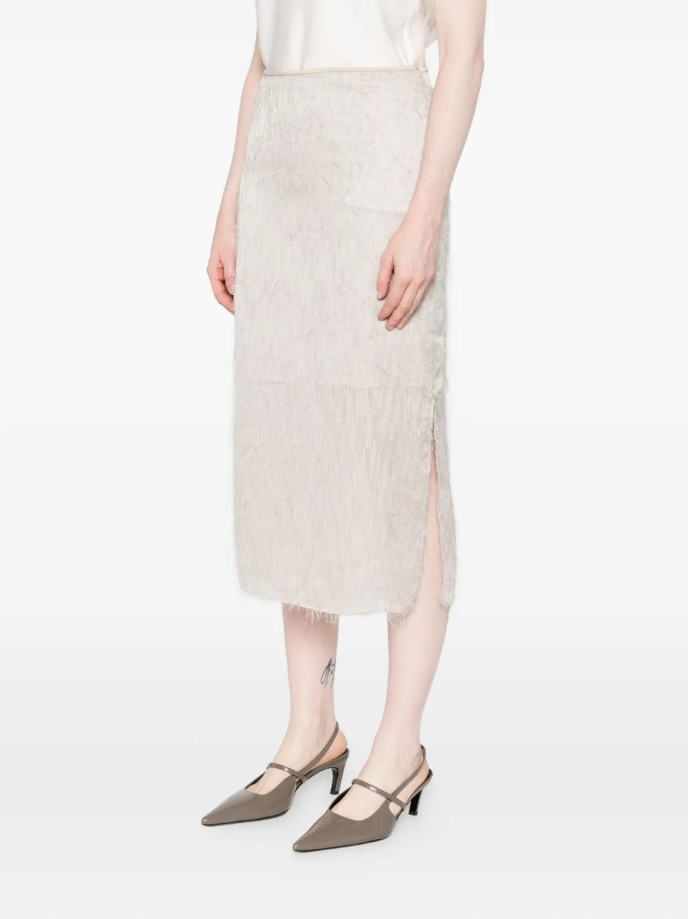 Peserico Straight rok met franje Beige