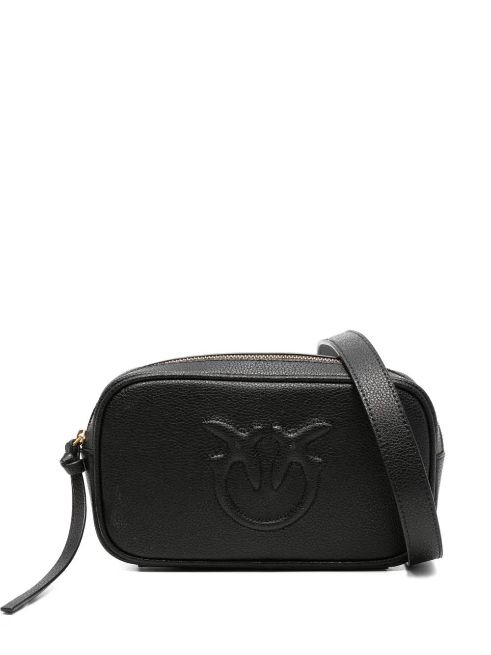 PINKO Kalfsleren shopper met logo-reliëf Zwart