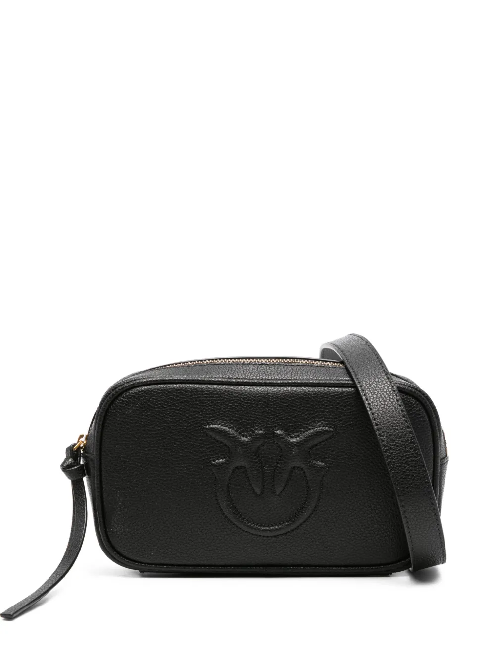 PINKO Kalfsleren shopper met logo-reliëf Zwart