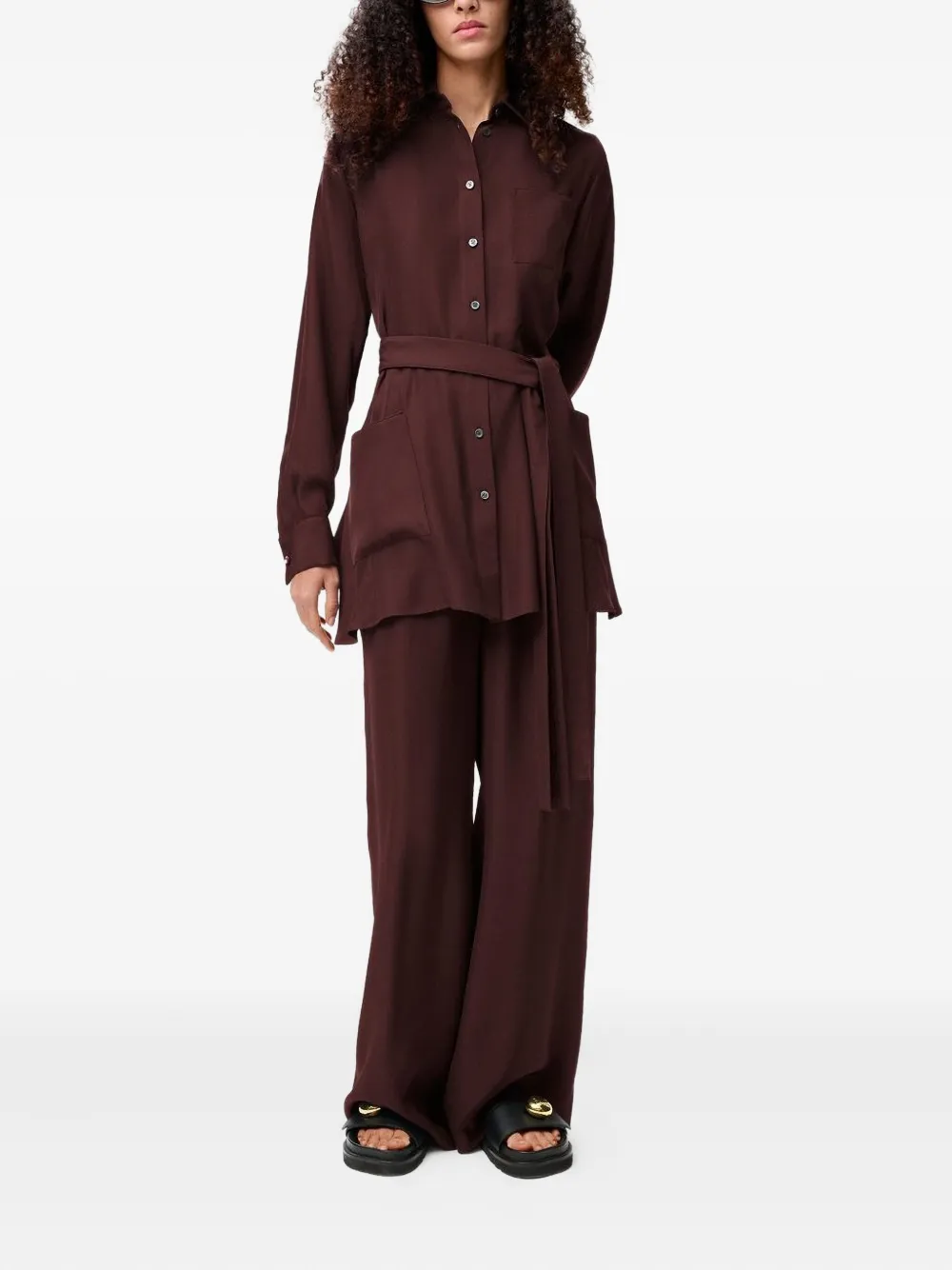  Loewe Belted Blouse In Silk - Red 