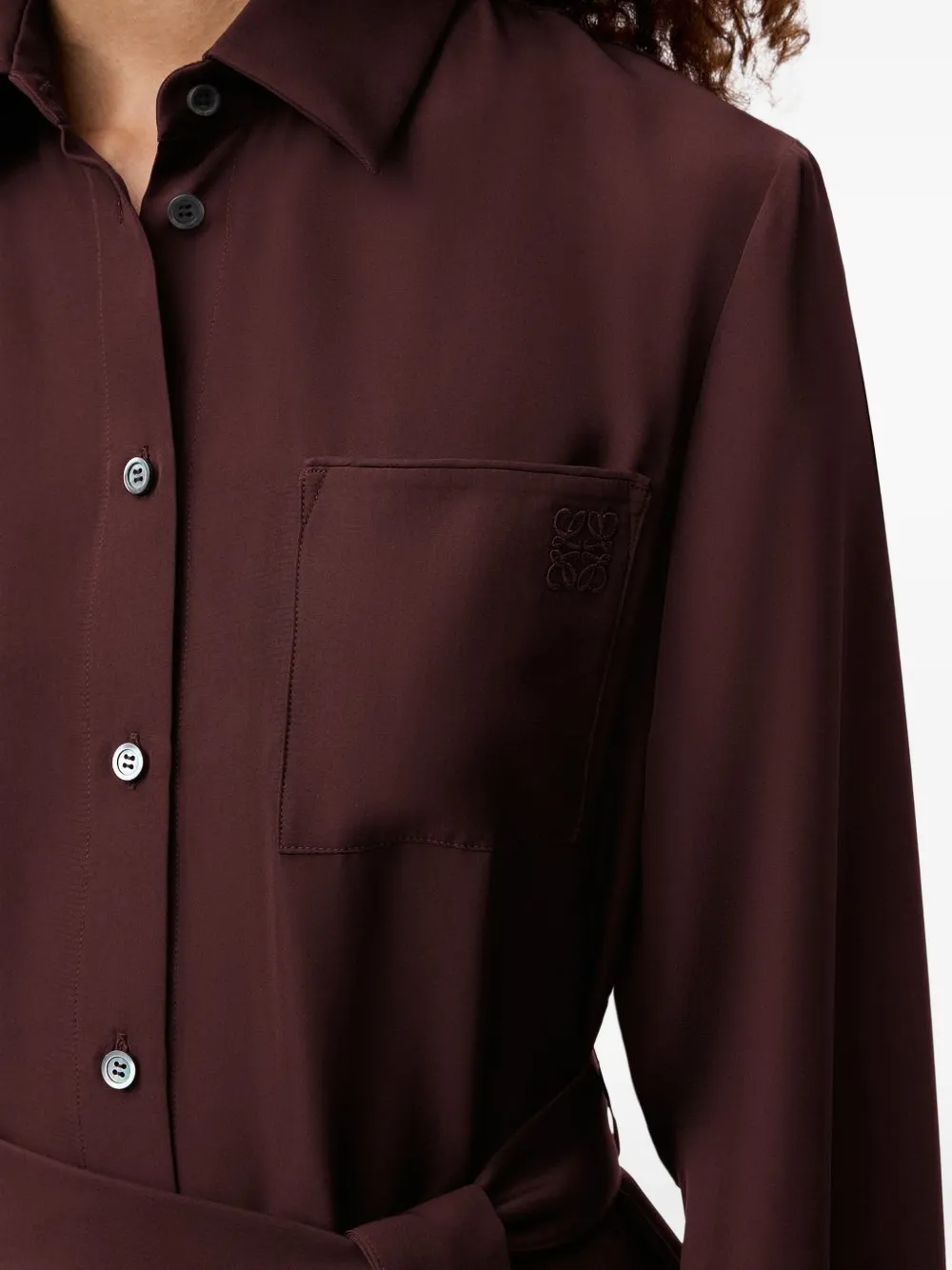 LOEWE Belted blouse in silk Rood