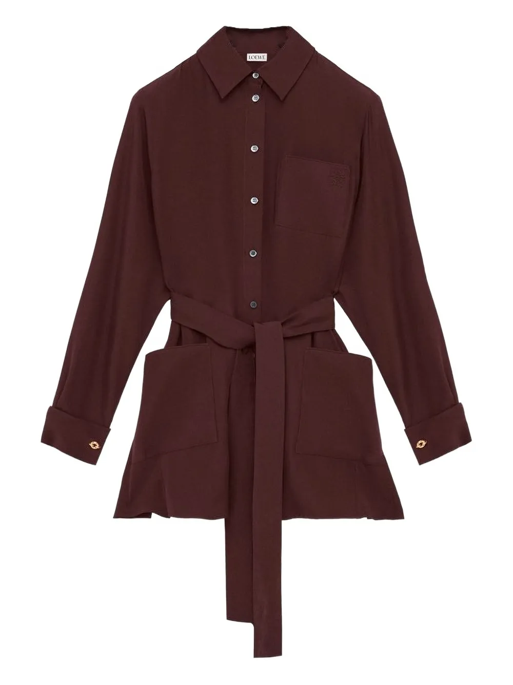 LOEWE Belted blouse in silk - Rosso