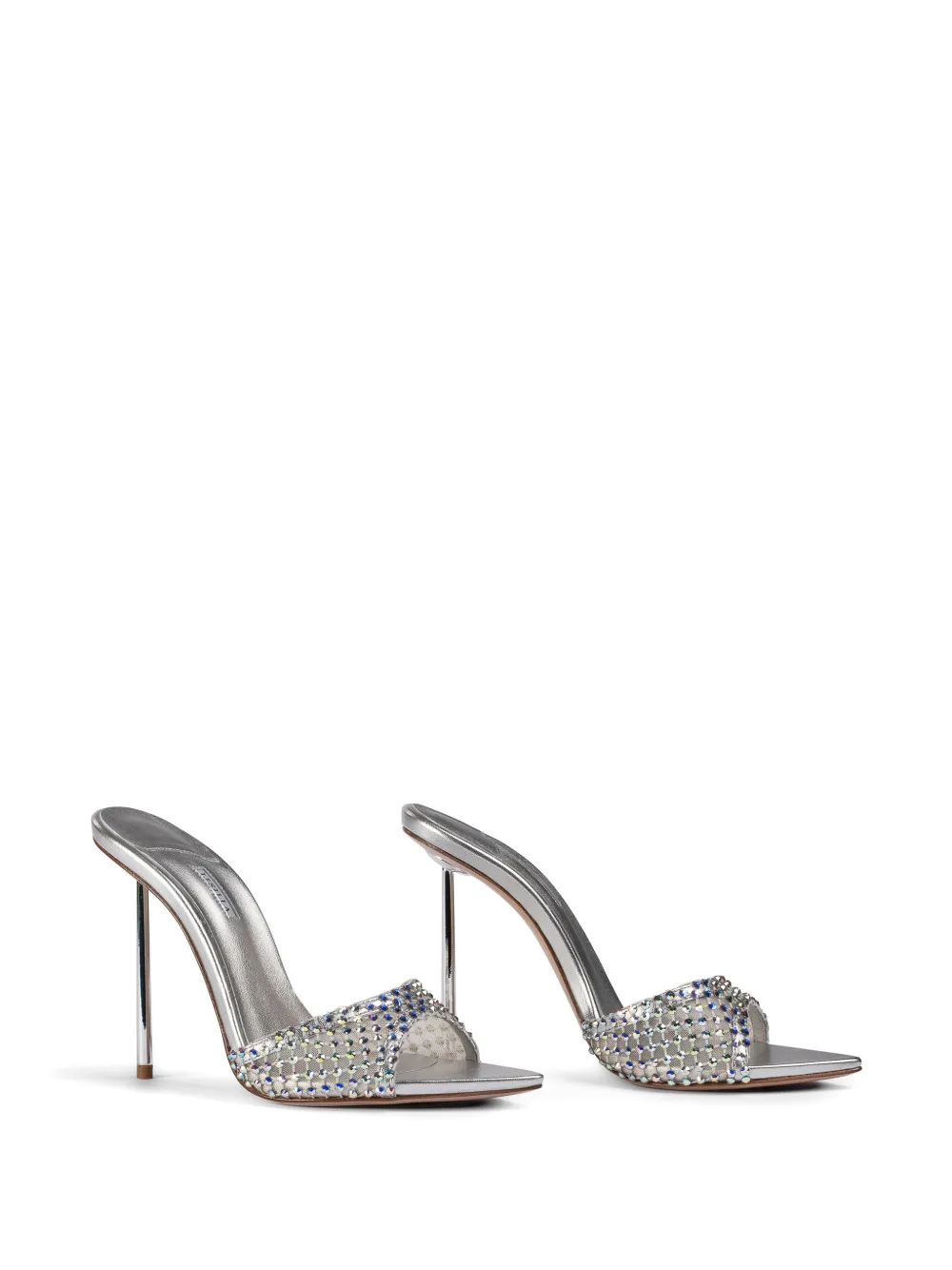 Le Silla 120 mm Gilda stiletto sandalen verfraaid met kristallen Zilver