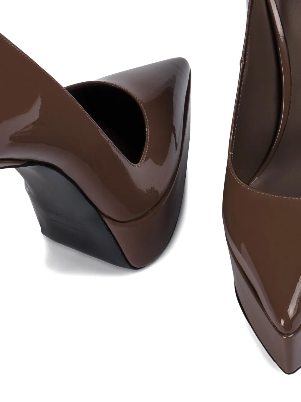 Le Silla 140mm Uma patent-leather platform pumps Brown