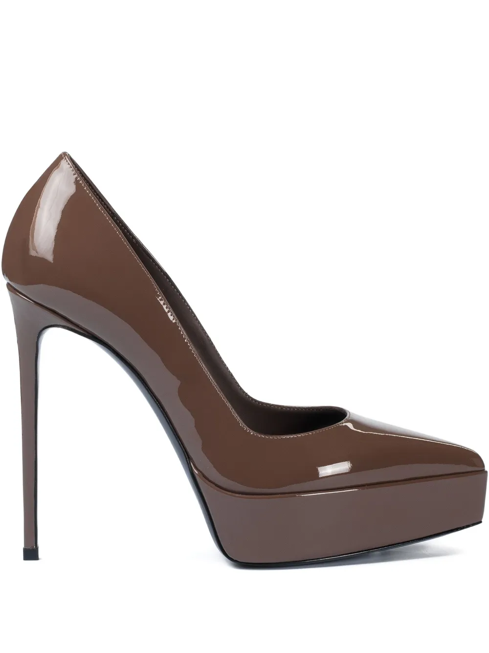 Le Silla 140mm Uma Patent-leather Platform Pumps In Brown