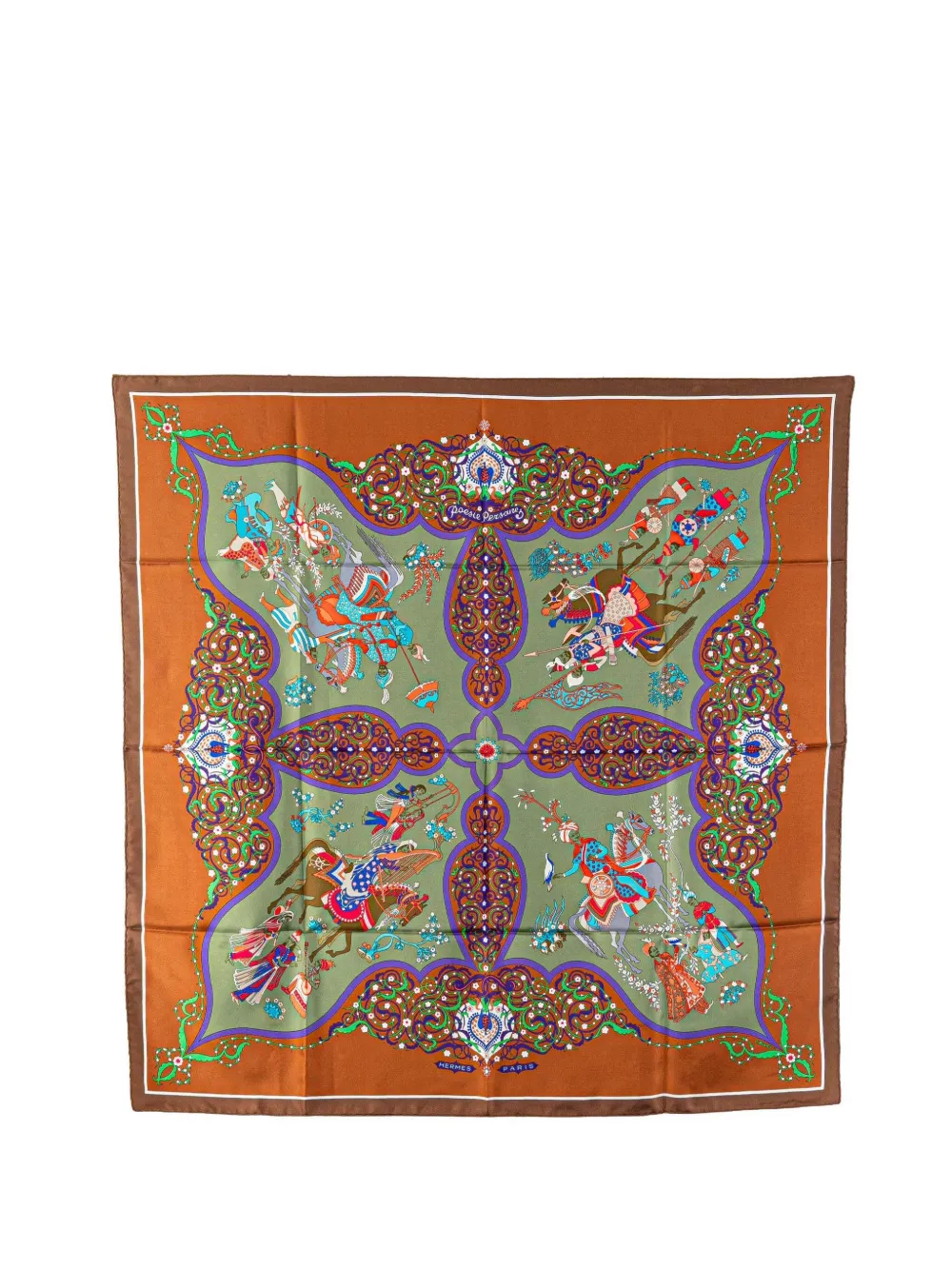 Hermès Pre-Owned 1990-1998 Poesie Persane Silk Scarf scarves | Brown | Image 1