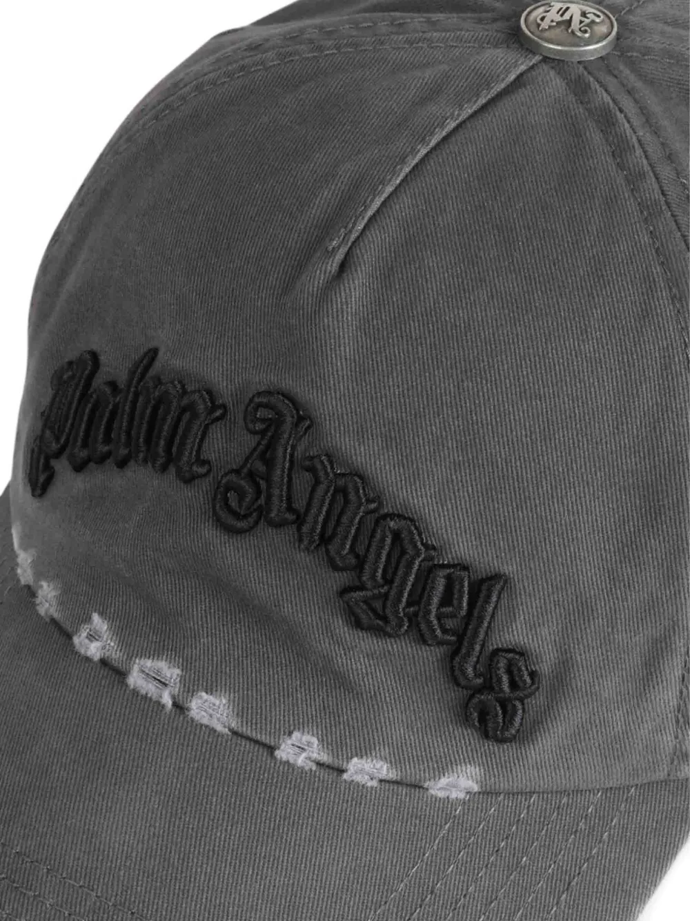 Palm Angels Gerafelde honkbalpet met geborduurd logo Grijs