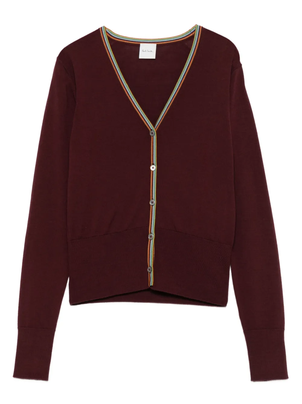 Paul Smith シグネチャーストライプトリム カーディガン - レッド Paul Smith シグネチャーストライプトリム カーディガン - レッド