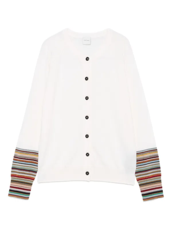 Paul Smith Signature Stripe-trim Cardigan in Neutrals