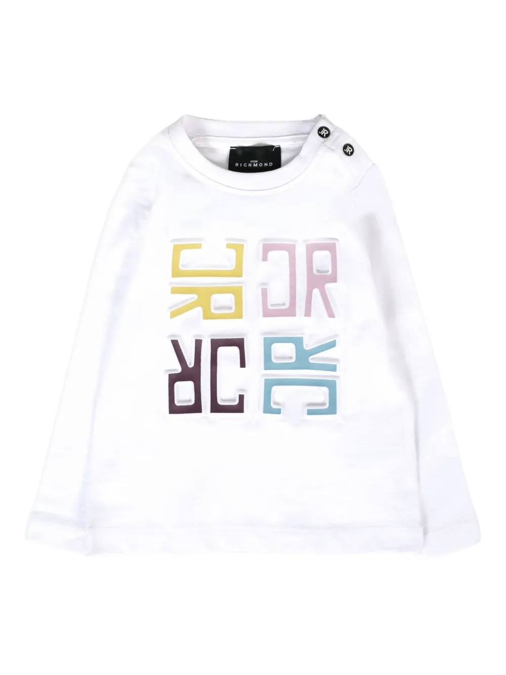 John Richmond Junior T-shirt met logo en lange mouwen Wit