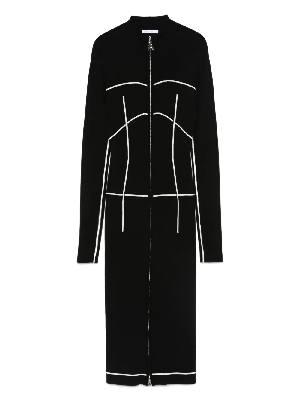zip-front contrast-knit dress