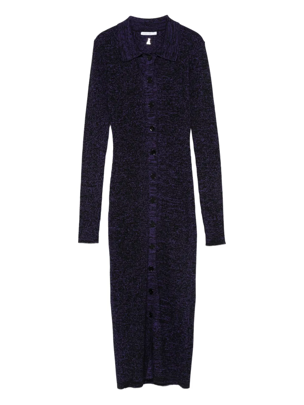 polo-neck knitted midi dress