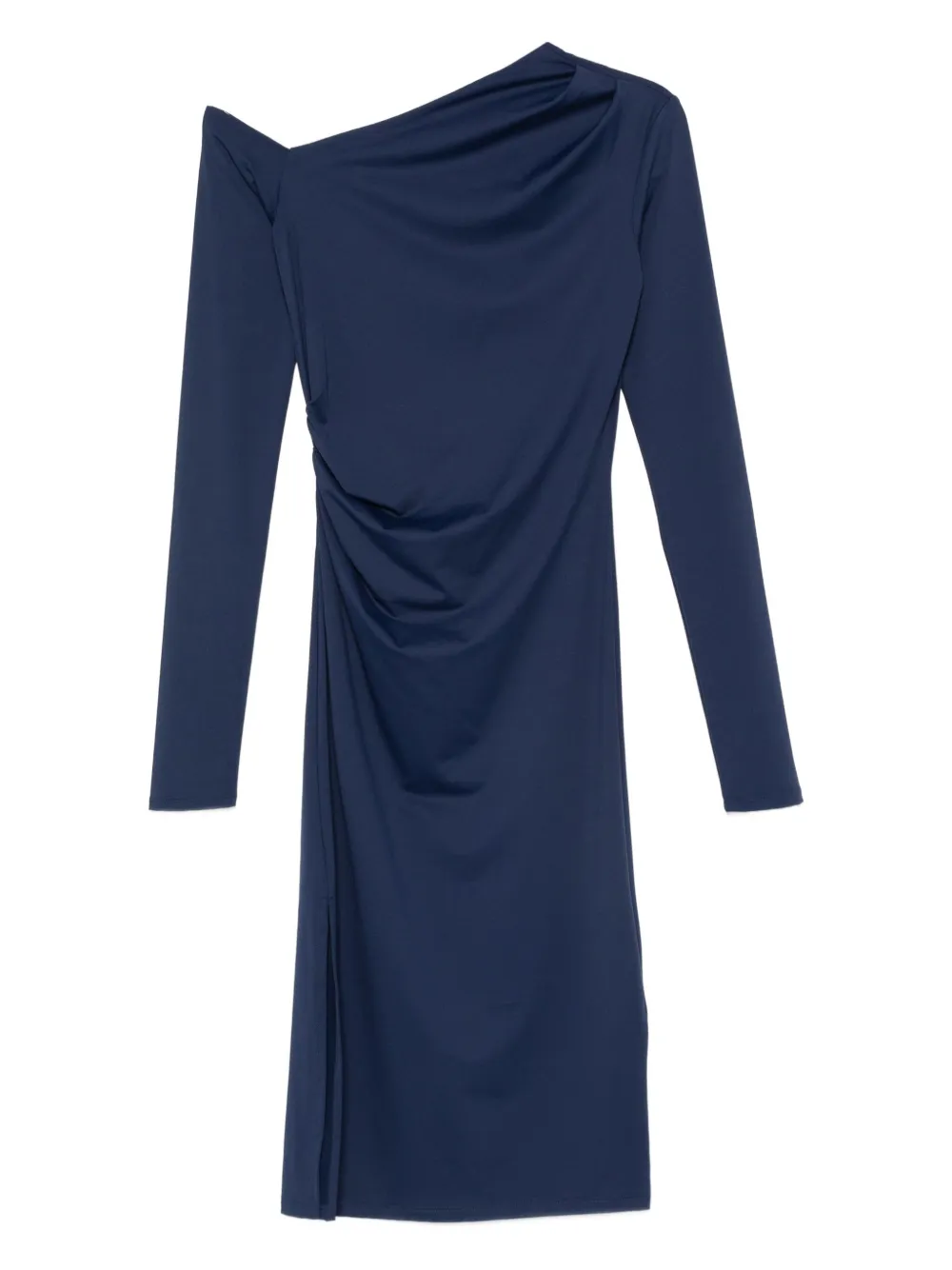 Patrizia Pepe Midi-jurk met asymmetrische hals Blauw