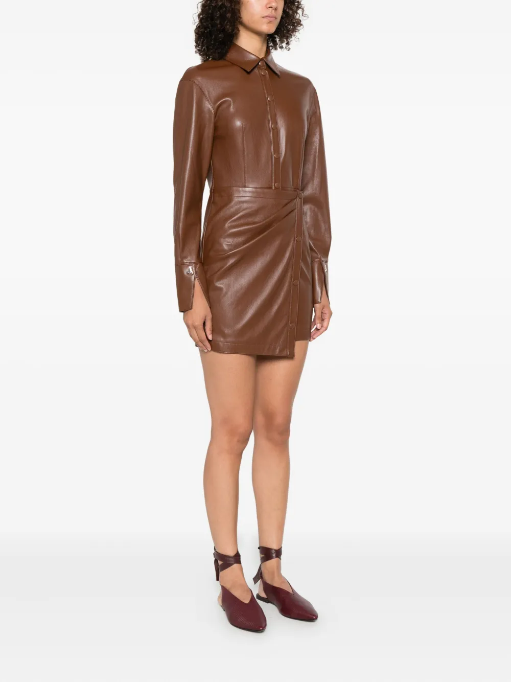 Patrizia Pepe Blousejurk met wikkelrok Bruin