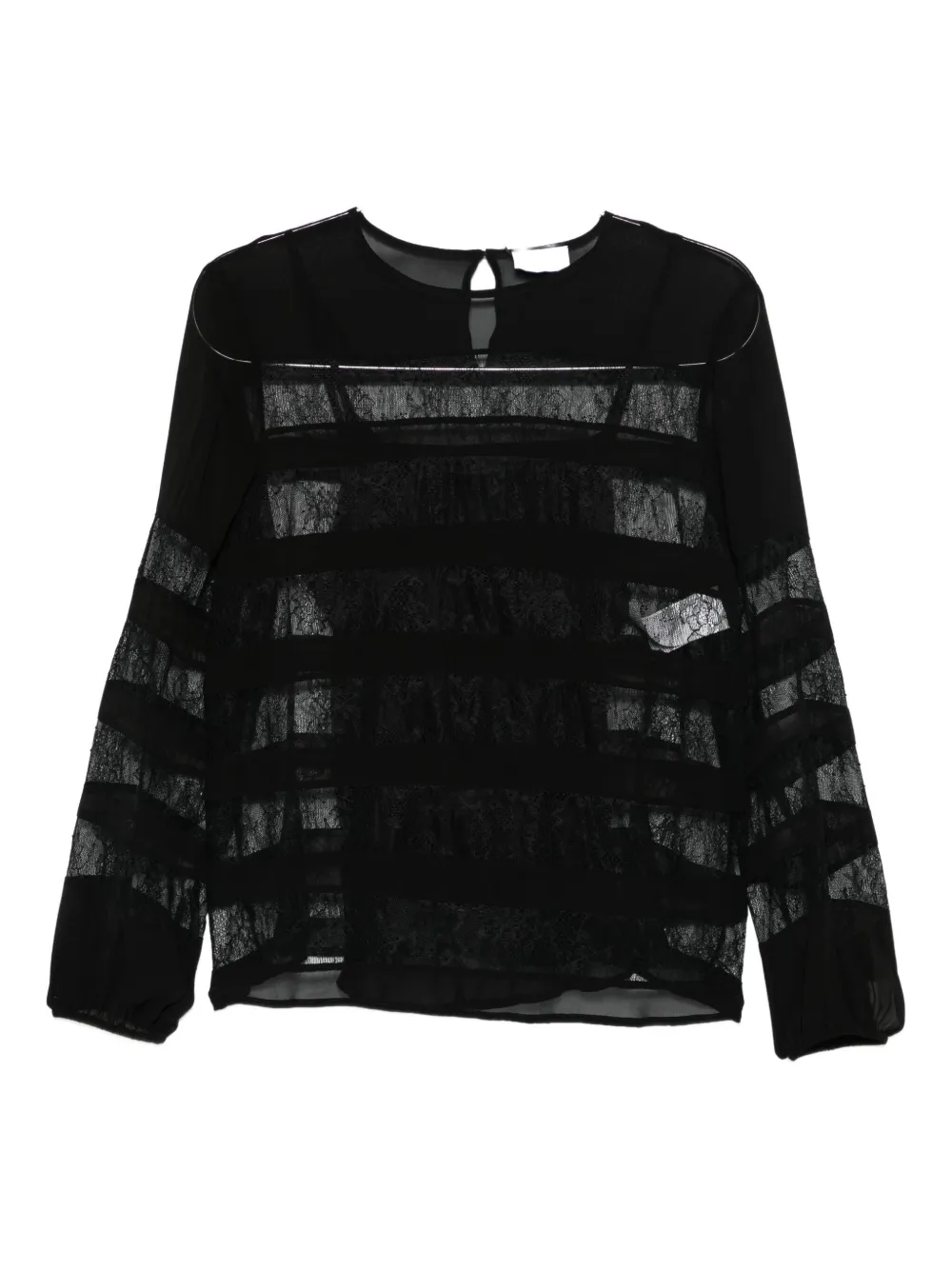 Marella Piquet Lace Blouse In Black