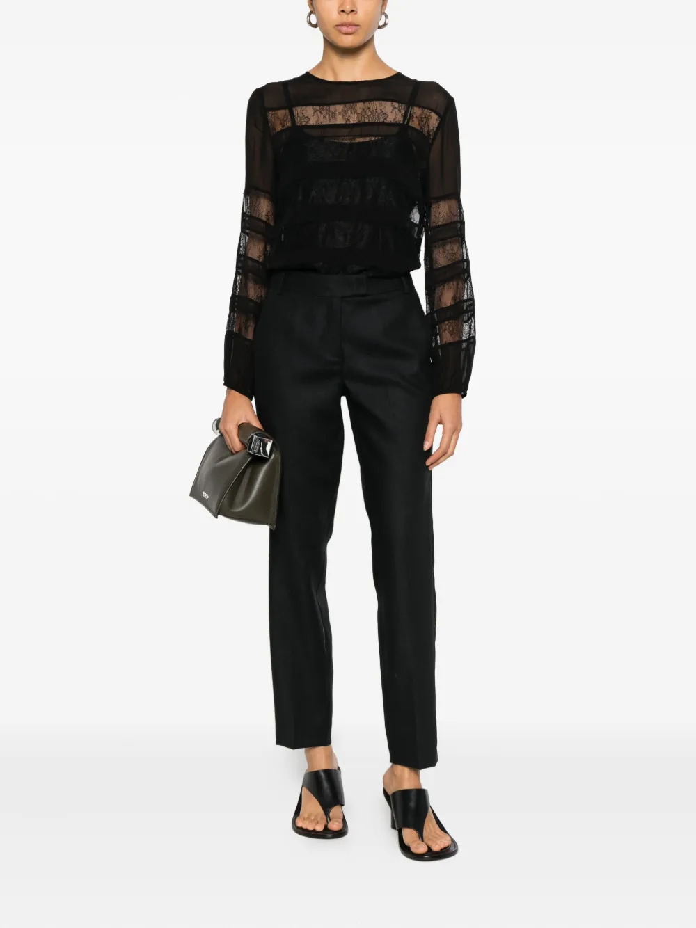 Marella Piquet lace blouse - Zwart