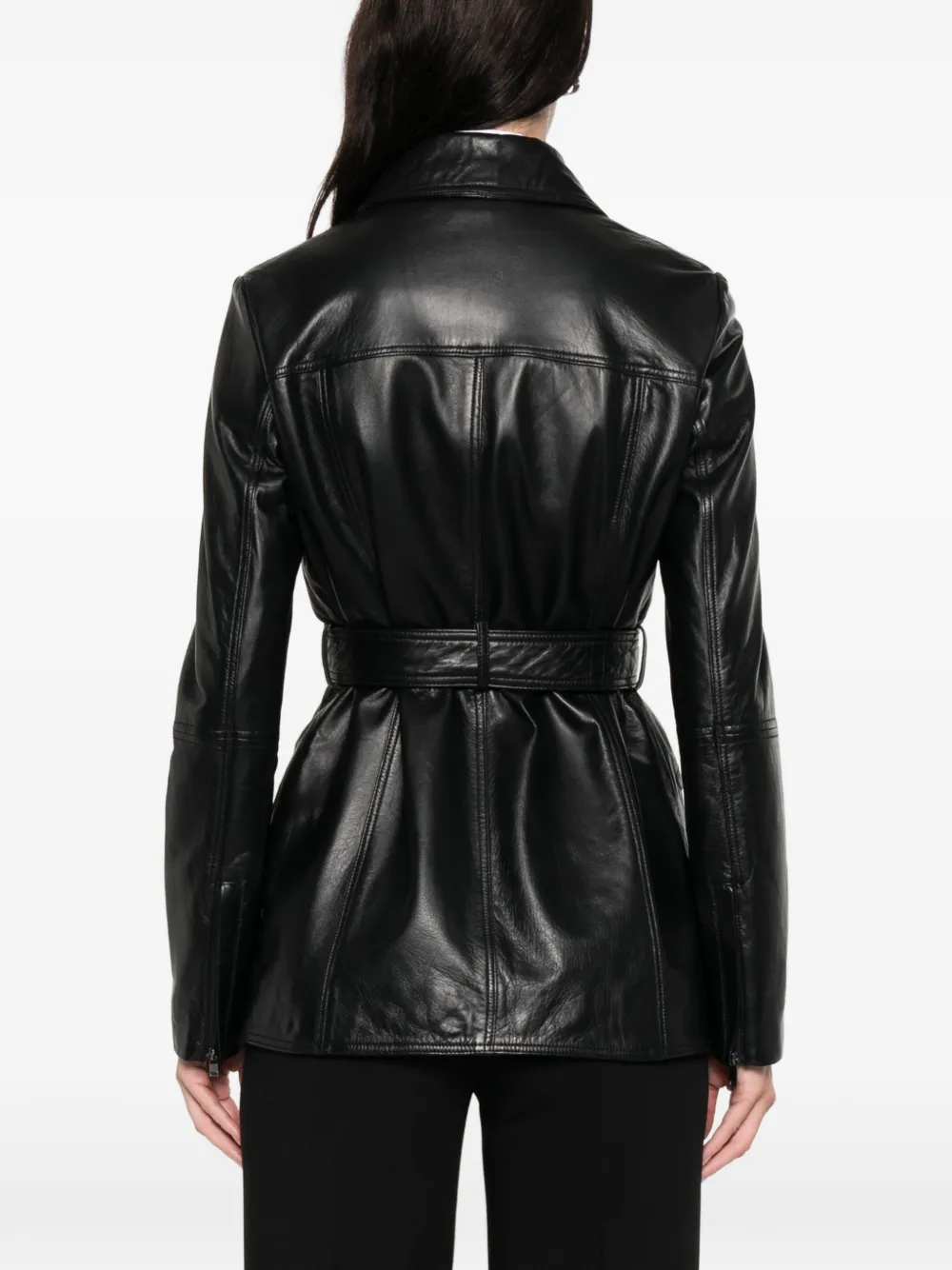 Marella Sedile Leather Coat In Black