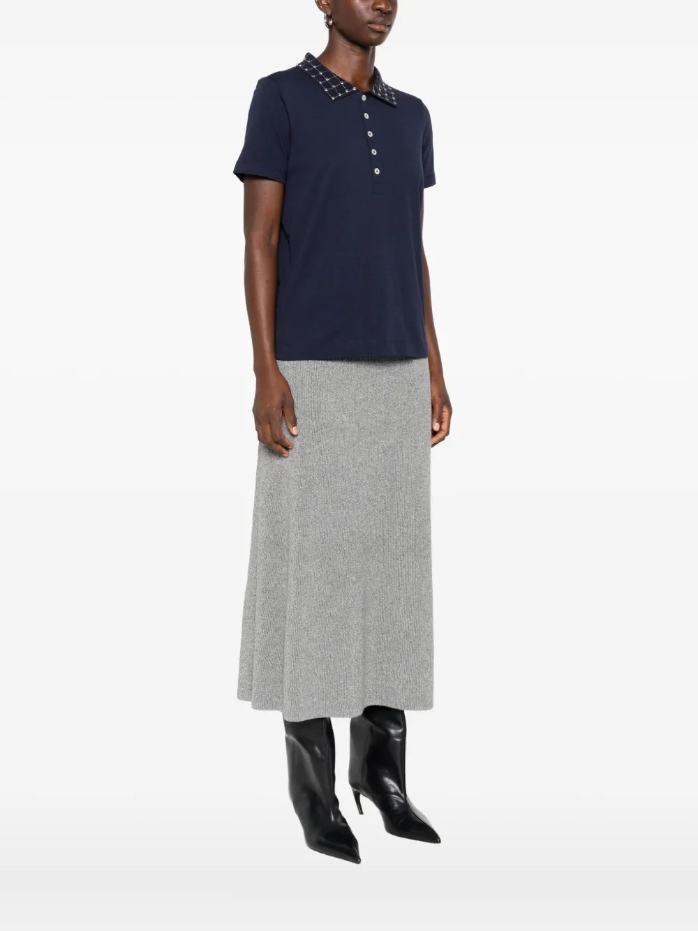 Marella Embellished-collar Polo Shirt In Blue