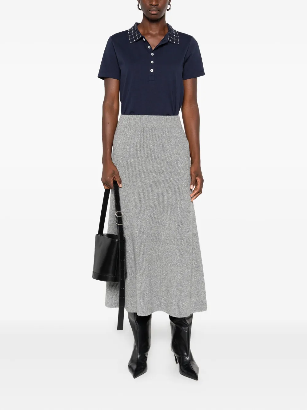 Marella embellished-collar polo shirt - Blauw