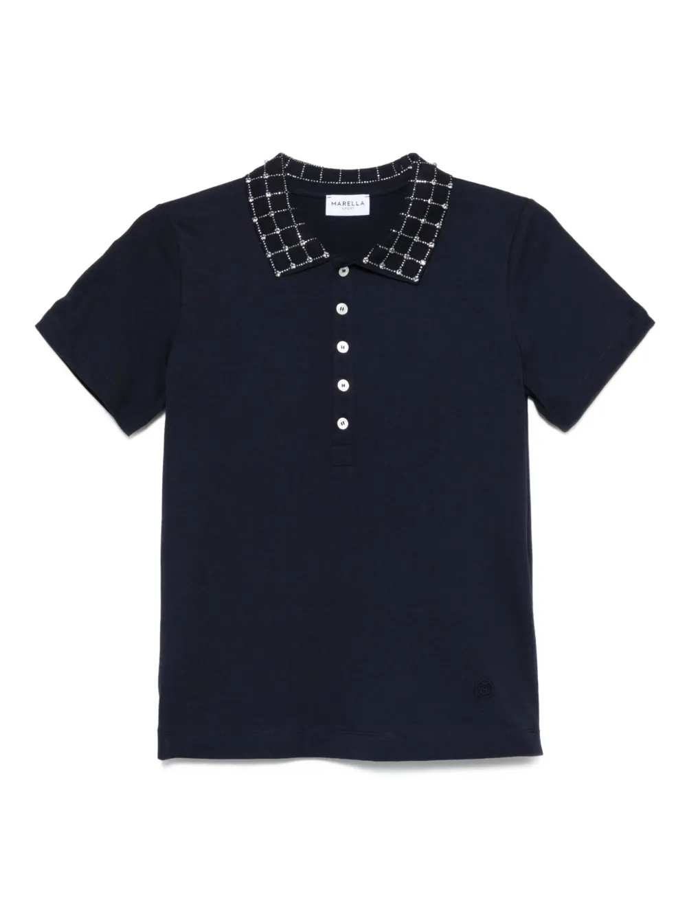 embellished-collar polo shirt