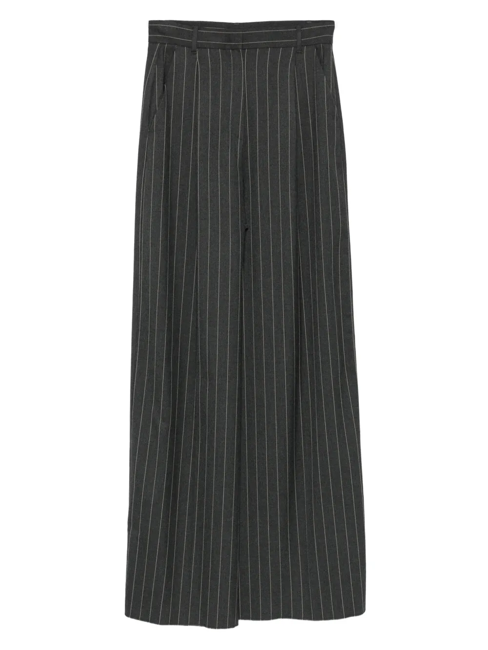 pinstripe wide-leg trousers