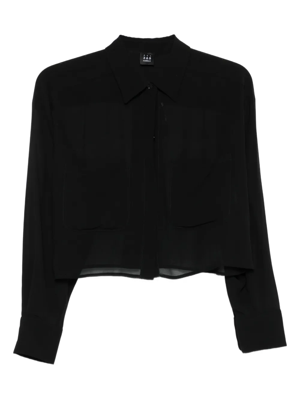 sheer-panel collared shirt