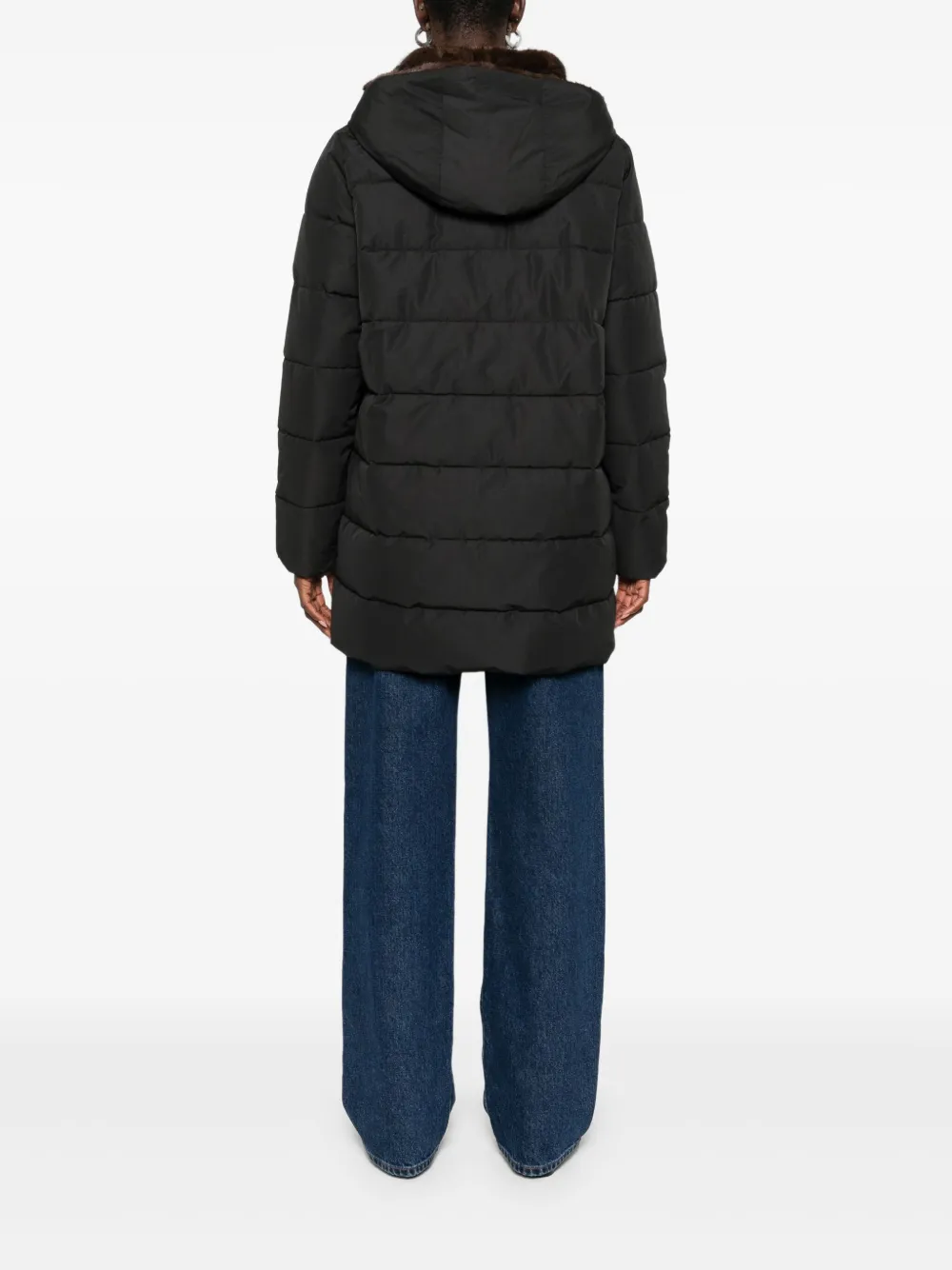 Marella Gebel gewatteerde jas met capuchon Zwart