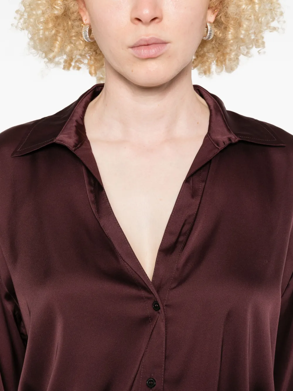 Marella satin button-down shirt Rood