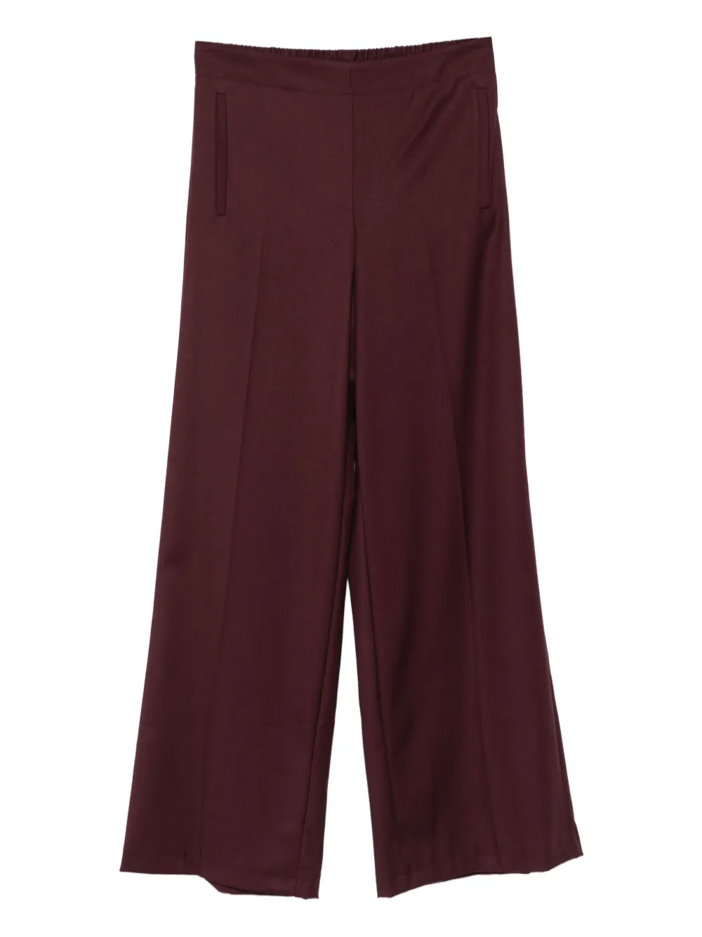 elastic-waist wide-leg trousers