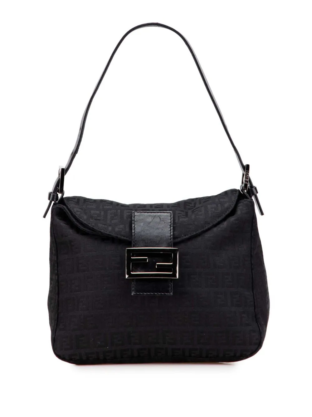 Fendi Pre-Owned 2000-2010 ズッキーノ キャンバス ダブルフラップ マンマ ショルダーバッグ - ブラック Fendi Pre-Owned 2000-2010 ズッキーノ キャンバス ダブルフラップ マンマ ショルダーバッグ - ブラック