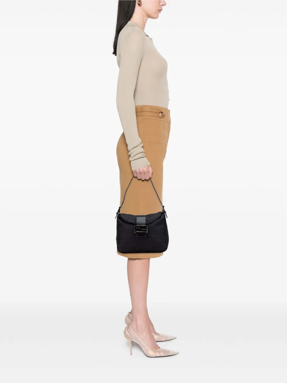 Fendi Pre-Owned 2000-2010 Zucchino Canvas Double Flap Mamma shoulder bag | Pre-Owned | Image 2