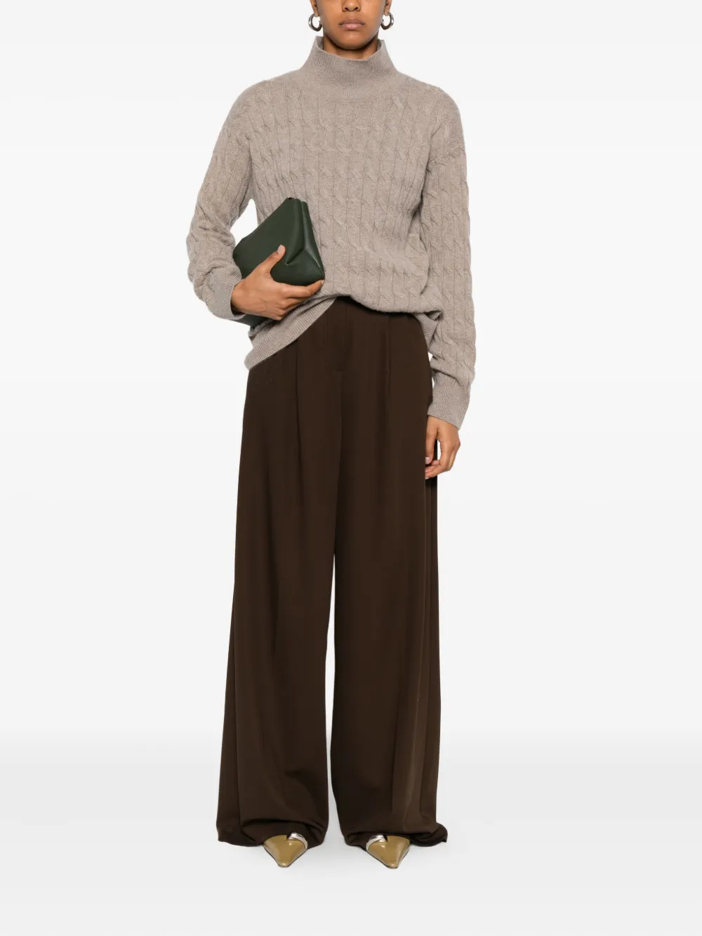 Marella cable-knit mock-neck sweater Beige