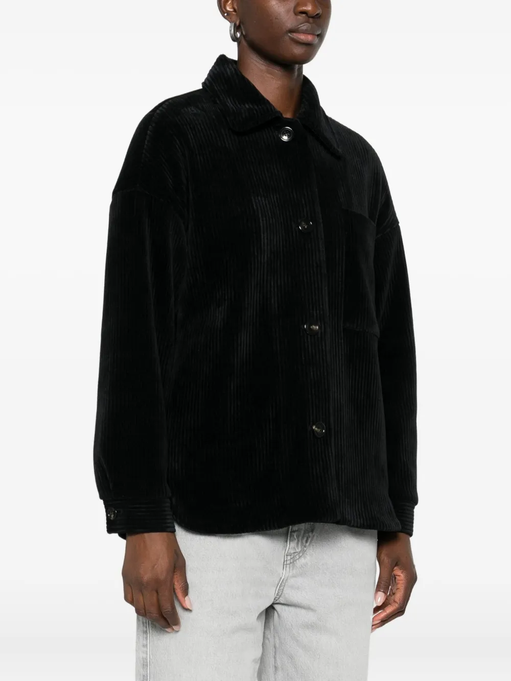 Marella Andy Corduroy Shirt Jacket In Black