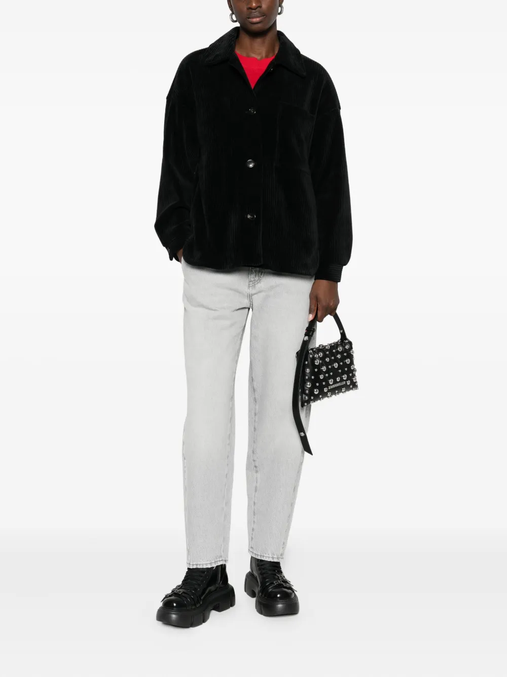Marella Andy Corduroy Shirt Jacket In Black