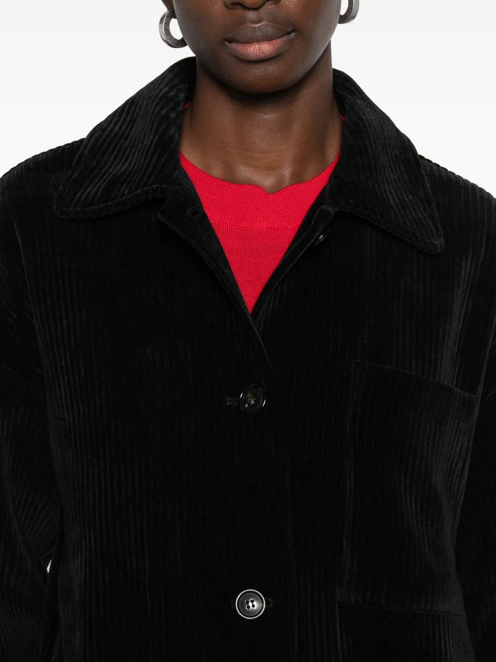 Marella Andy Corduroy Shirt Jacket In Black