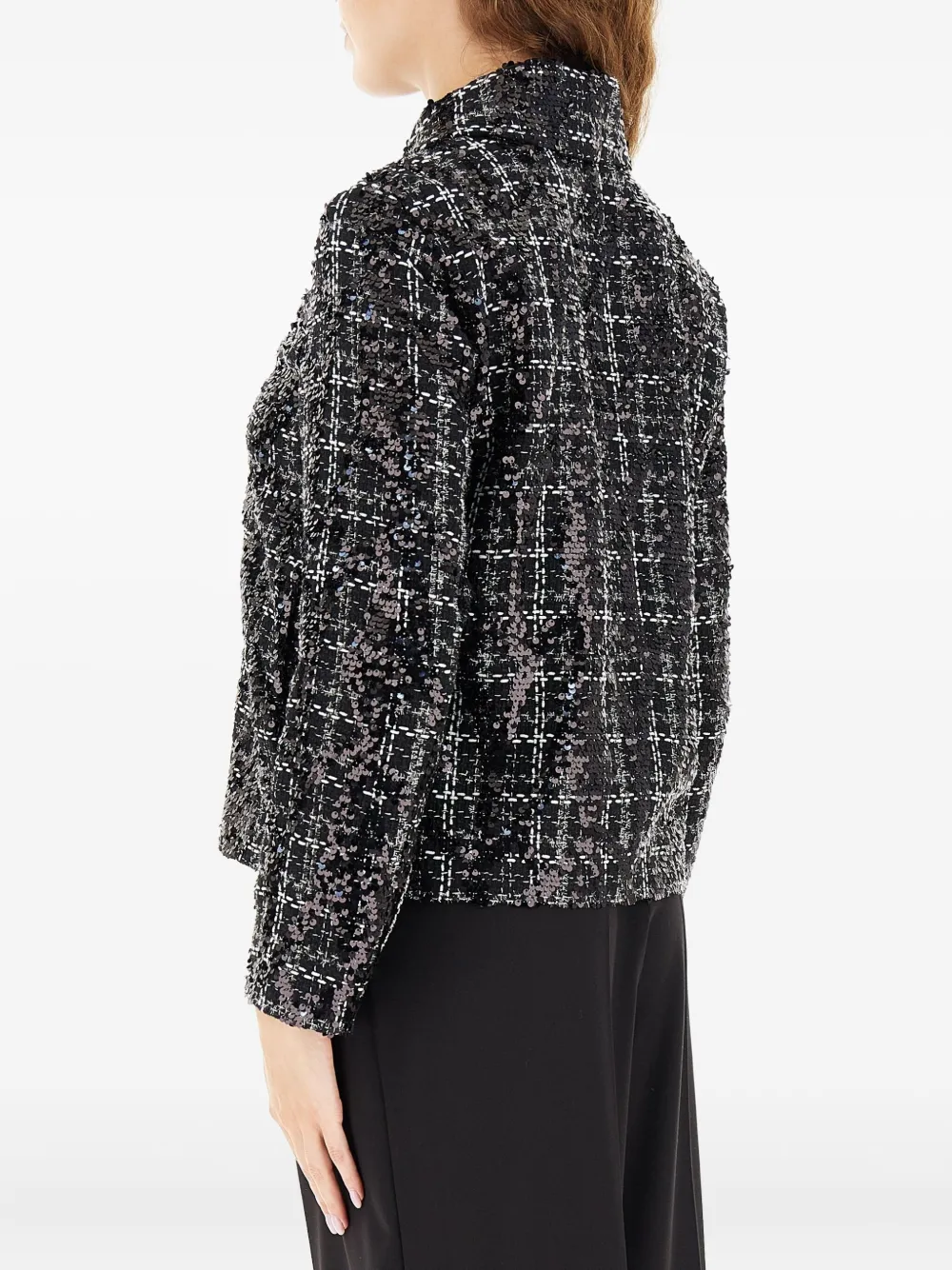 Marella Sequin-embellished Tweed Jacket In Black