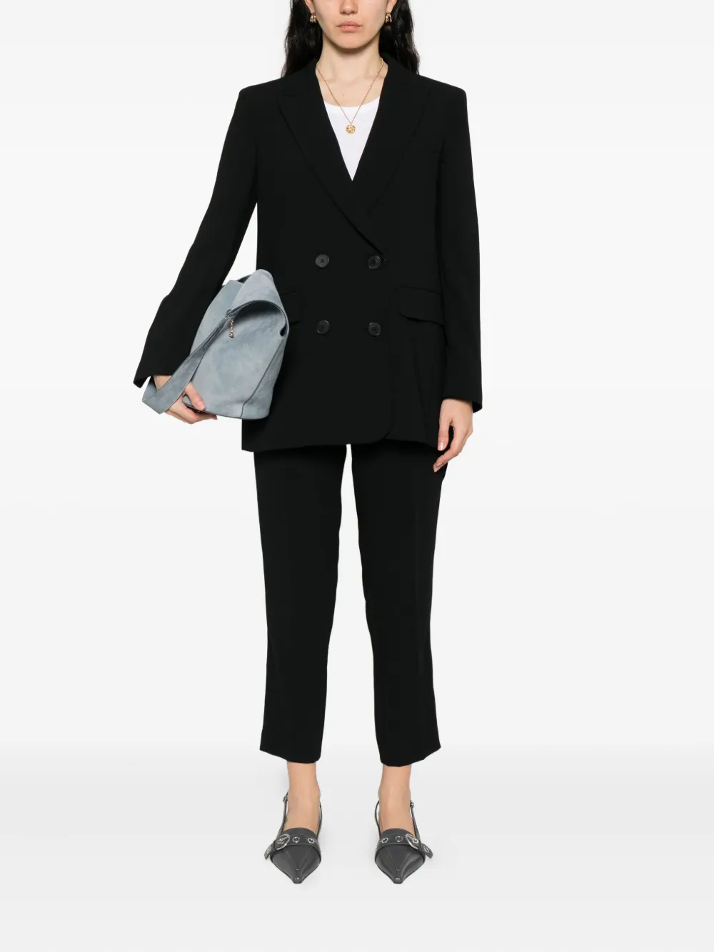 Marella Broek met elastische tailleband en zak - Zwart