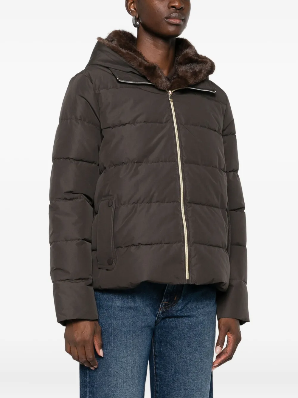 Marella Retore donsjack met capuchon Bruin