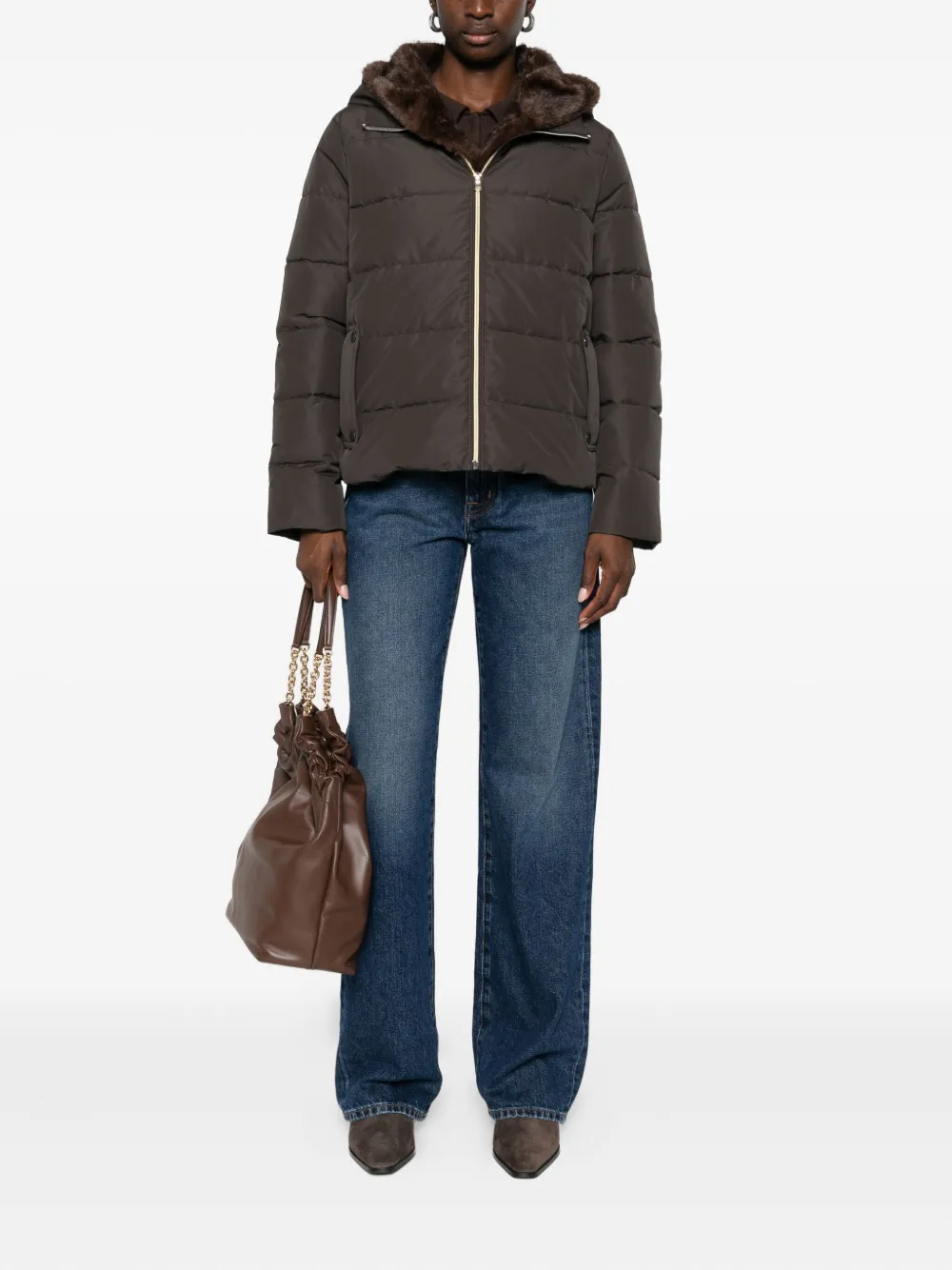 Marella Retore donsjack met capuchon Bruin
